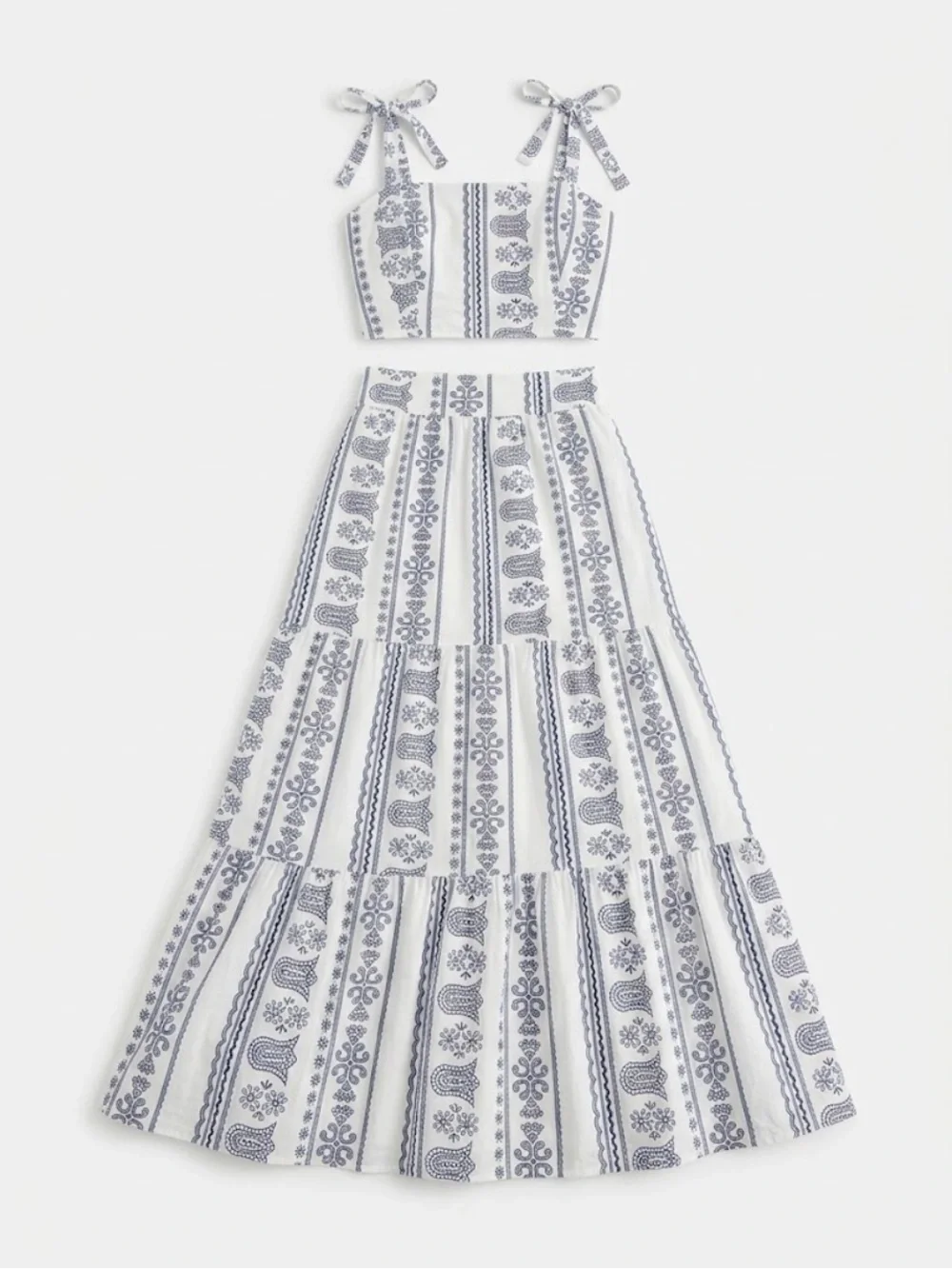 Stunning Boho Tiered Two-Piece Maxi Set